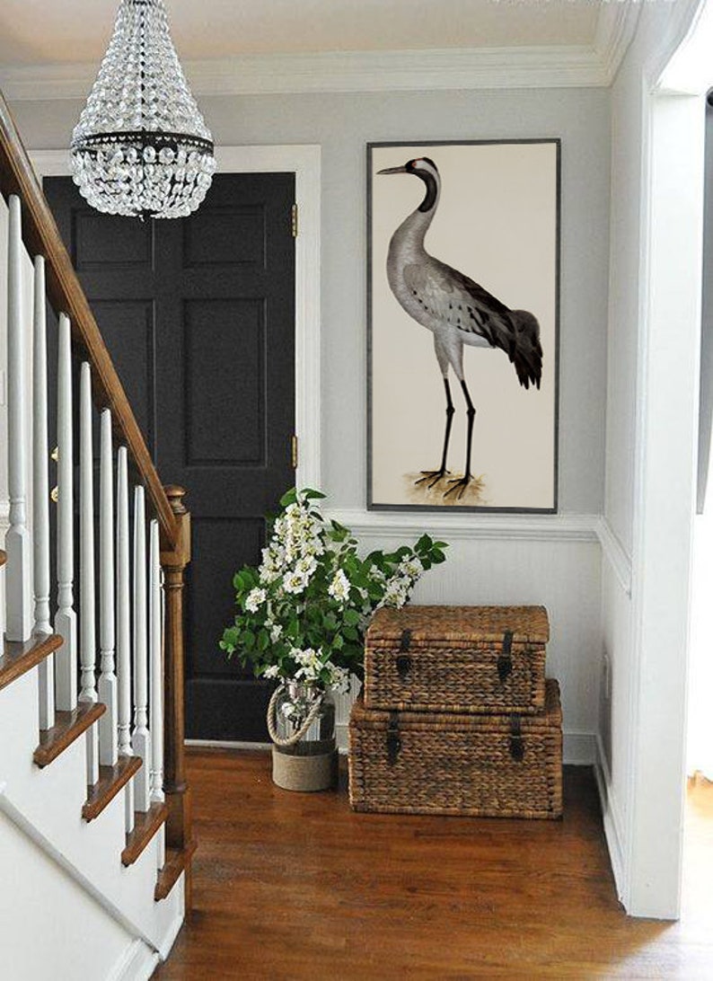 Heron Print Large Bird Wall Art Decor Antique Bird Etsy