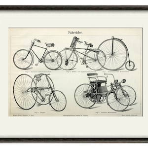 Types of  Vintage Bicycles, High Wheel Bike Bicycle, Penny Farthing, Vintage Bike Poster, Antique Bicycle