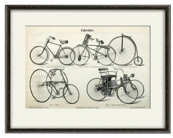 Types of  Vintage Bicycles, High Wheel Bike Bicycle, Penny Farthing, Vintage Bike Poster, Antique Bicycle