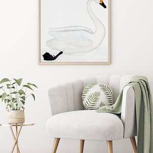 Swan Bird Square Print Home Decor Vintage Illustration image 7