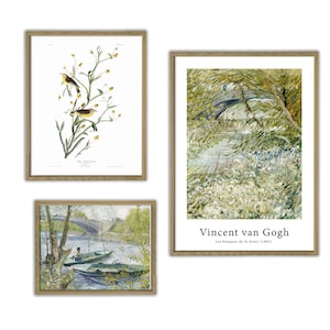 Vincent Van Gogh Print Set of 3 Gallery Wall Art,  Green Aesthetic Wall Prints
