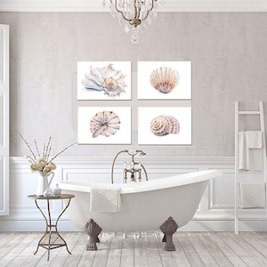 Shell Print Set of 4 Sea Ocean Print Watercolor Shell Wall Art Decor ...