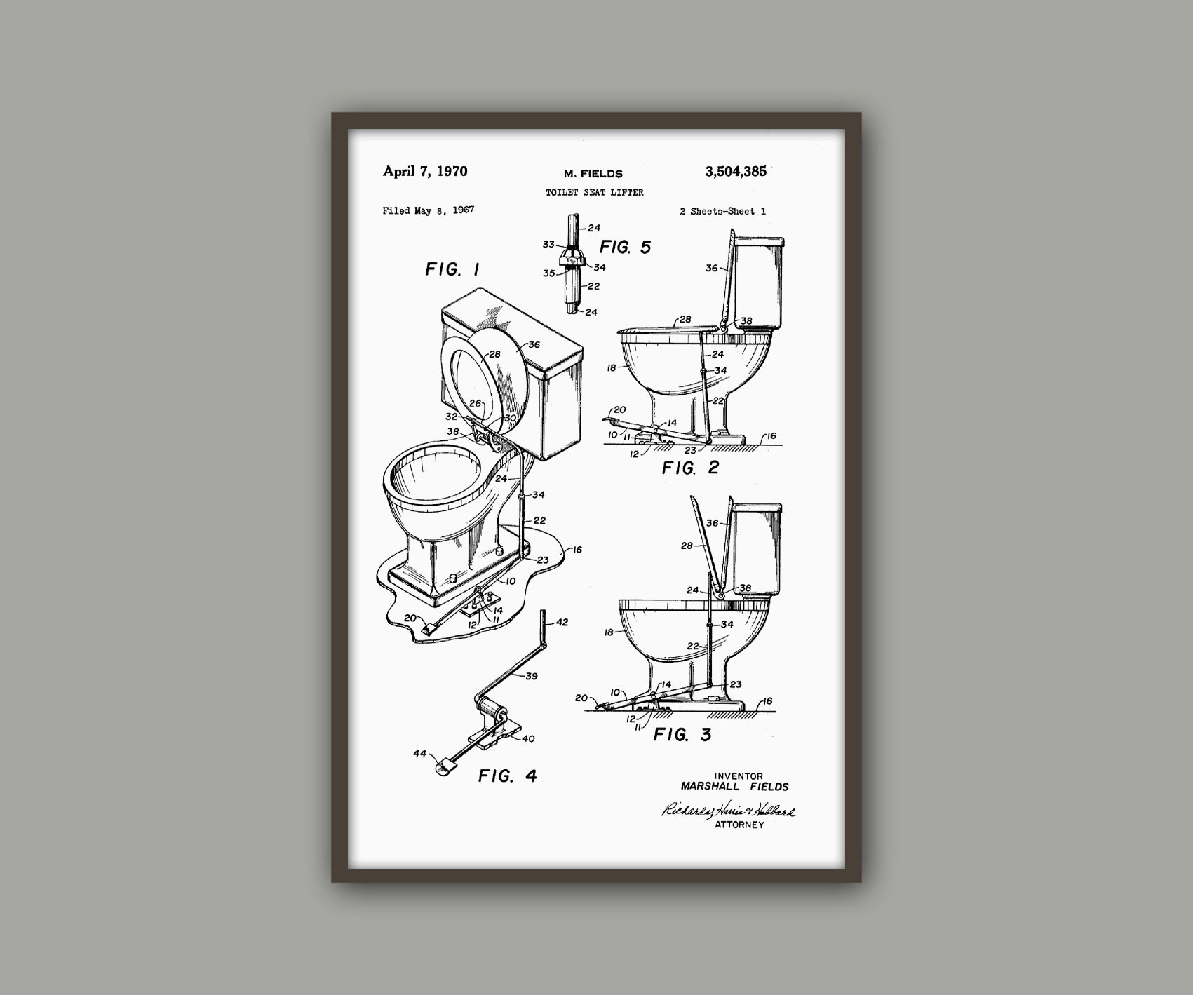 Toilet Wall Art Print, Bathroom Wall Decor, Toilet Vintage Patent Print ...