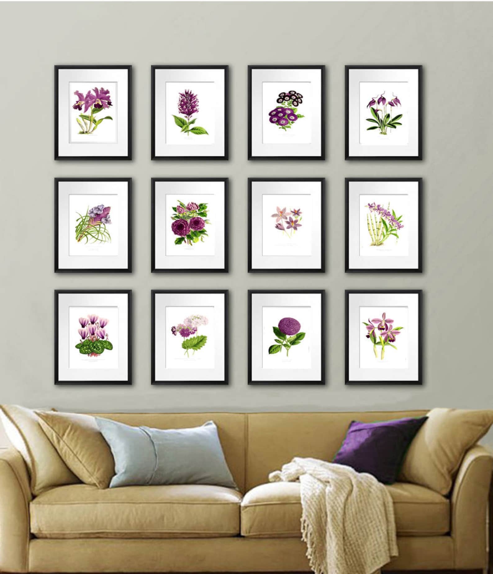 Flowers Art Print Set of 12 Gallery Wall Botanical Art Etsy