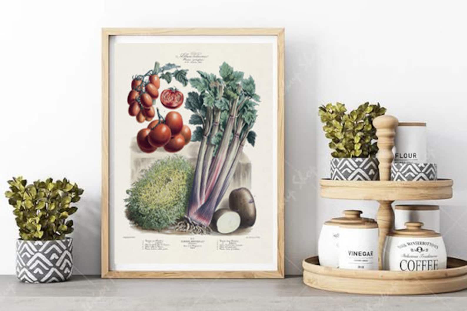 kitchen print set of 2 fruit print vegetable print... Vegetable Print Kitchen Poster Home Decor Botanical Print Vegetable ...