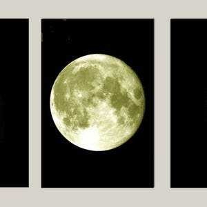 Moon Phases Wall Art Print Set of 3, Moon Bedroom Decor, Moon Phases Photo, Large Wall Art, Black and White Decor image 4
