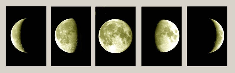 Moon Phases Wall Art Print Set of 3, Moon Bedroom Decor, Moon Phases Photo, Large Wall Art, Black and White Decor image 4