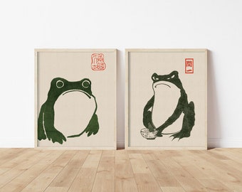 Frog Print Set of 2 Matsumoto Hoji Japanese Art, Living Room Decor, Home Decor, Large Size Print, Frog Toad Poster