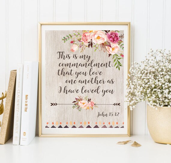 love bible quote print john 1512 bible verse print framed