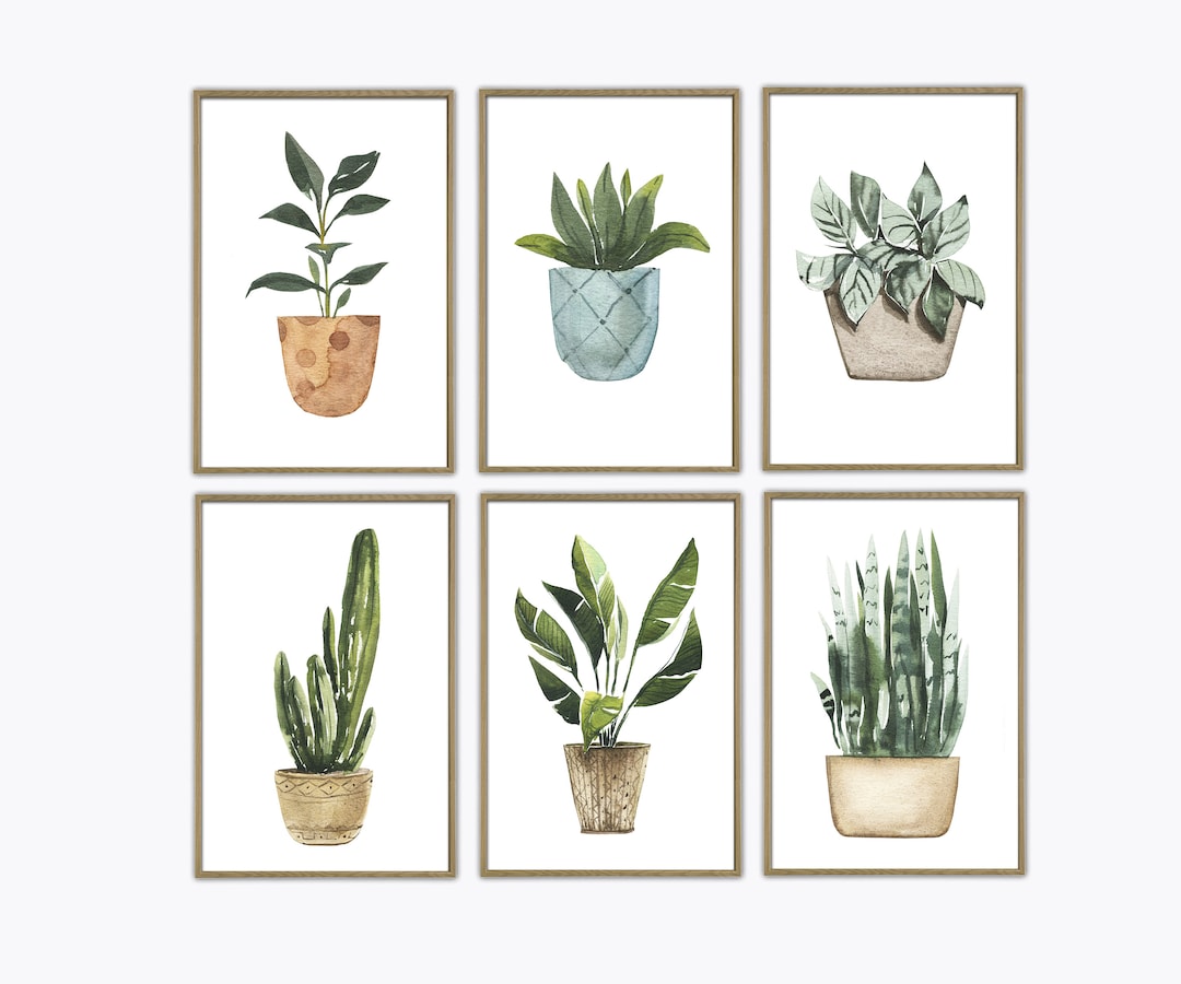 Watercolor Plant and Succulents Art Print Set of 6, Botanical Home ...