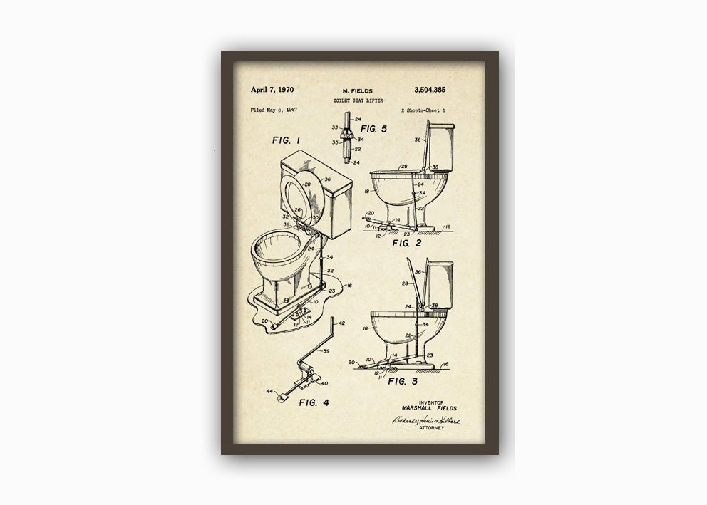 Toilet Wall Art Print, Bathroom Wall Decor, Toilet Vintage Patent Print ...