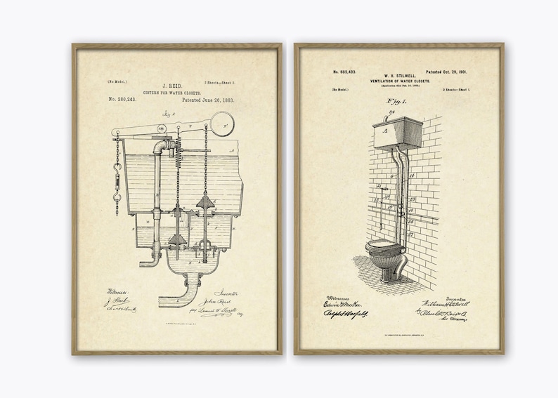 Toilet Wall Art Print Bathroom Decor Vintage Patent Poster | Etsy