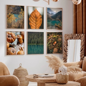 Póster de decoración de octubre, póster de otoño, póster de octubre, póster de Oktoberfest, impresión fotográfica de otoño, juego de 6 arte amarillo