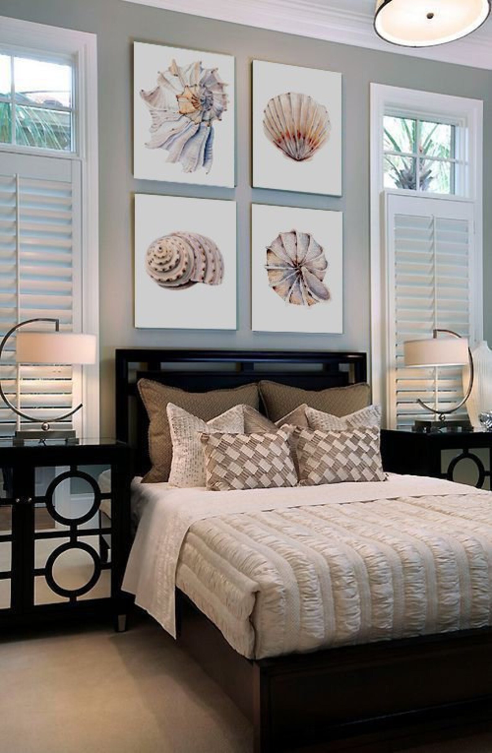 Set of 4 Sea Shell Print, Bedroom Decor, Watercolor Shell Painting ...