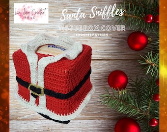 Santa Sniffles Tissue Box Cover - Downloadable PDF Crochet Pattern