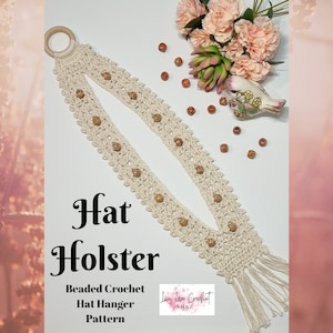 Hat Holster a Beaded Crochet Hat Hanger laid flat