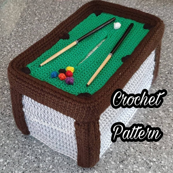 Pool Table Tissue Box Cover - Downloadable PDF Crochet Pattern