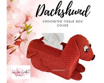Dachshund Tissue Box Cover - Crochet PDF Pattern Digital Download - Dog, Canine, Home Decor, Decoration,