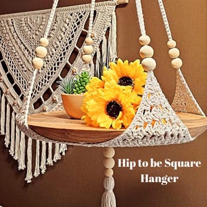 Hip to be Square Hanger - Crochet PDF Pattern Digital Download - Pot Plant Holder, Shelf, Universal Hanger, Hanging Storage, Decor, Home