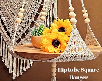 Granny Square Crochet Hanger PDF Pattern – Hip to be Square Pot Plant Holder/Shelf