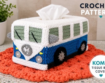 Kombi Van Tissue Box Cover Crochet Pattern | Retro Camper Van Decor (PDF Download)