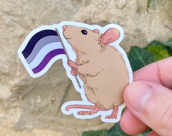 Asexual Pride Mouse Sticker - Weatherproof Vinyl Ace Flag Decal