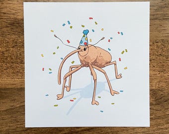 Party Weevil Art Print – Bug Room Decor, Birthday Gift