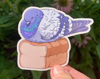 Pigeon Loaf Sticker - Weatherproof Vinyl Decal for Water Bottle, Laptop, Glossy and Waterproof