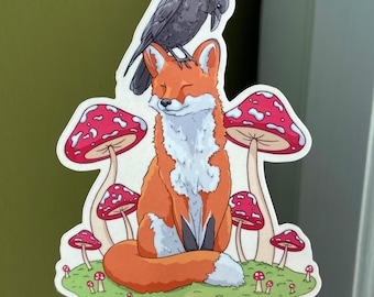 Fox & Crow Sticker - Weatherproof Vinyl Wildlife Decal