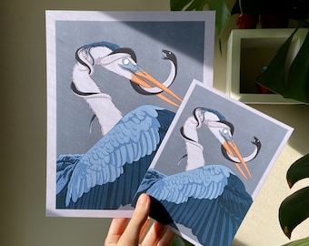 Heron and Snake Art Print - Gothic Horror Wall Decor