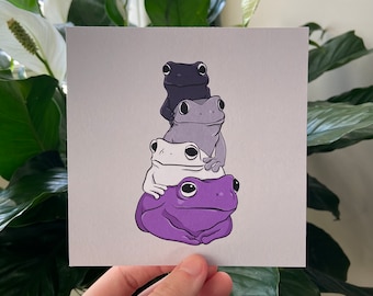 Asexual Frogs Art Print - LGBTQ Pride Room Decor