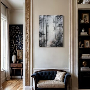 Foggy Forest Wall Art | Nature Wall Art |  Modern Home Decor | Wall Art | Landscape Painting | Black And White Art