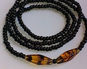 Black Waist beads with Focal Beads, wrap bracelets, beaded anklets, necklace, seed beads, women 39 s jewelry, stretch, gift for her