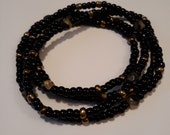 Black and Gold Waist beads, African, stretch, weight loss tracker, wrap bracelets, belly beads, beaded anklets, unique, inexpensive