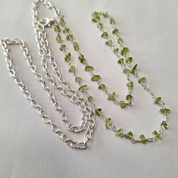 Peridot Gemstone Chips on Silver Chain, lobster claw closure, waist beads, belly chain, crystal waist chain, body chain, body beads