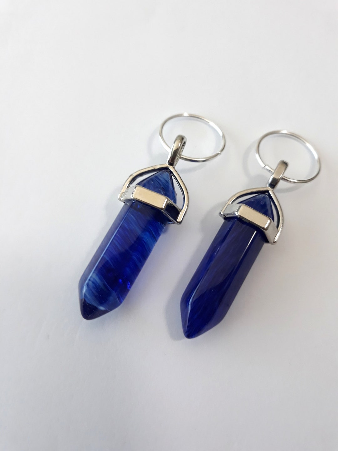 Set of Two Blue Watermelon Stone Hair Rings, Gemstones, Hair ...