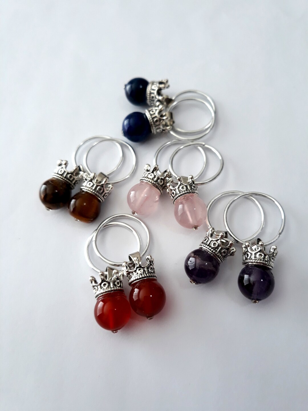 Hair Rings With Gemstones and Crowns, Set of Two, Loc Ring Set, Loc ...