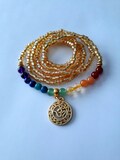 Chakra Gemstone Waist Beads, stretch, weight loss tracker, crystals, plus available, under 20, belly beads, unique gift, gold