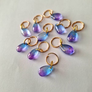Set of Ten Teardrop Glass Loc Rings, braid rings, loc jewelry, hair accessories, hair rings, dreadlock jewelry