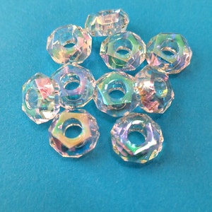 AB Acrylic Sister Loc Beads, set of 10, 4mm holes, loc jewelry, braid beads, small holes, braid jewelry