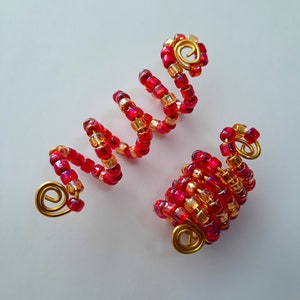 AB Strawberry Beaded Loc Coil, loc jewelry, braid coil, braid jewelry, 8 to 14mm or 5 to 8mm, hole, small to medium locs, dreadlock jewelry