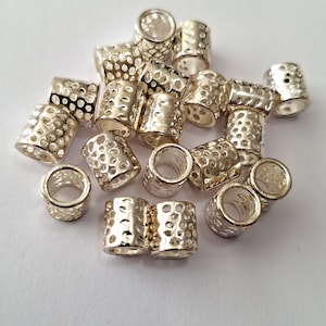 Set of 20 Loc Beads, 6 to 7mm holes, just smaller than pencil, macrame beads, braid beads, loc jewelry, dreadlock beads, silver beads