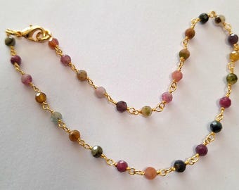 Dainty Tourmaline Anklet, gemstone anklet, body jewelry, summer jewelry, ankle bracelet