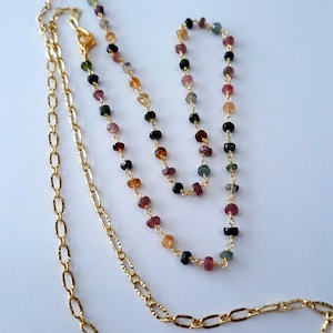 Dainty Tourmaline Gemstone Waist Chain, adjustable, lobster claw closure, brass chain, waist beads, belly chain, belly beads, body chain