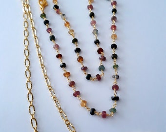 Dainty Tourmaline Gemstone Waist Chain, adjustable, lobster claw closure, brass chain, waist beads, belly chain, belly beads, body chain