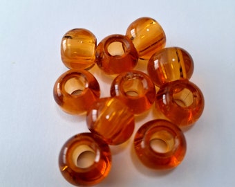 Set of 10 Topaz Glass Loc Beads, 5mm holes, micro loc beads, macrame beads, hair accessories, dreadlock beads, loc jewelry