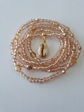 Champagne Waist Beads with 'Cowrie Shell' Charm, stretch, weight loss tracker, crystals, African, belly beads, under 20, unique gift