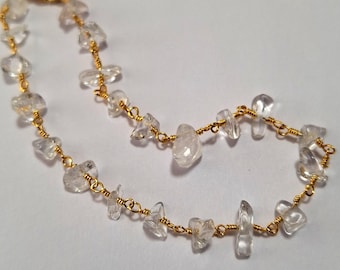 Clear Quartz Crystal Anklet, crystal chips, Gemstone anklet, body jewelry, summer jewelry, ankle chain