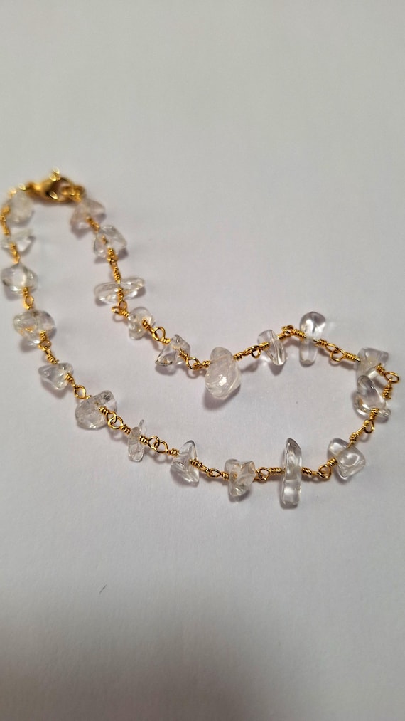 Clear Quartz Crystal Anklet, crystal chips, Gemstone anklet, body jewelry, summer jewelry, ankle chain