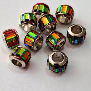 Set of 10 AB Glass Loc Beads, 4mm holes, sister locs, micro locs, macrame beads, beads for jewelry making, braid beads, loc jewelry